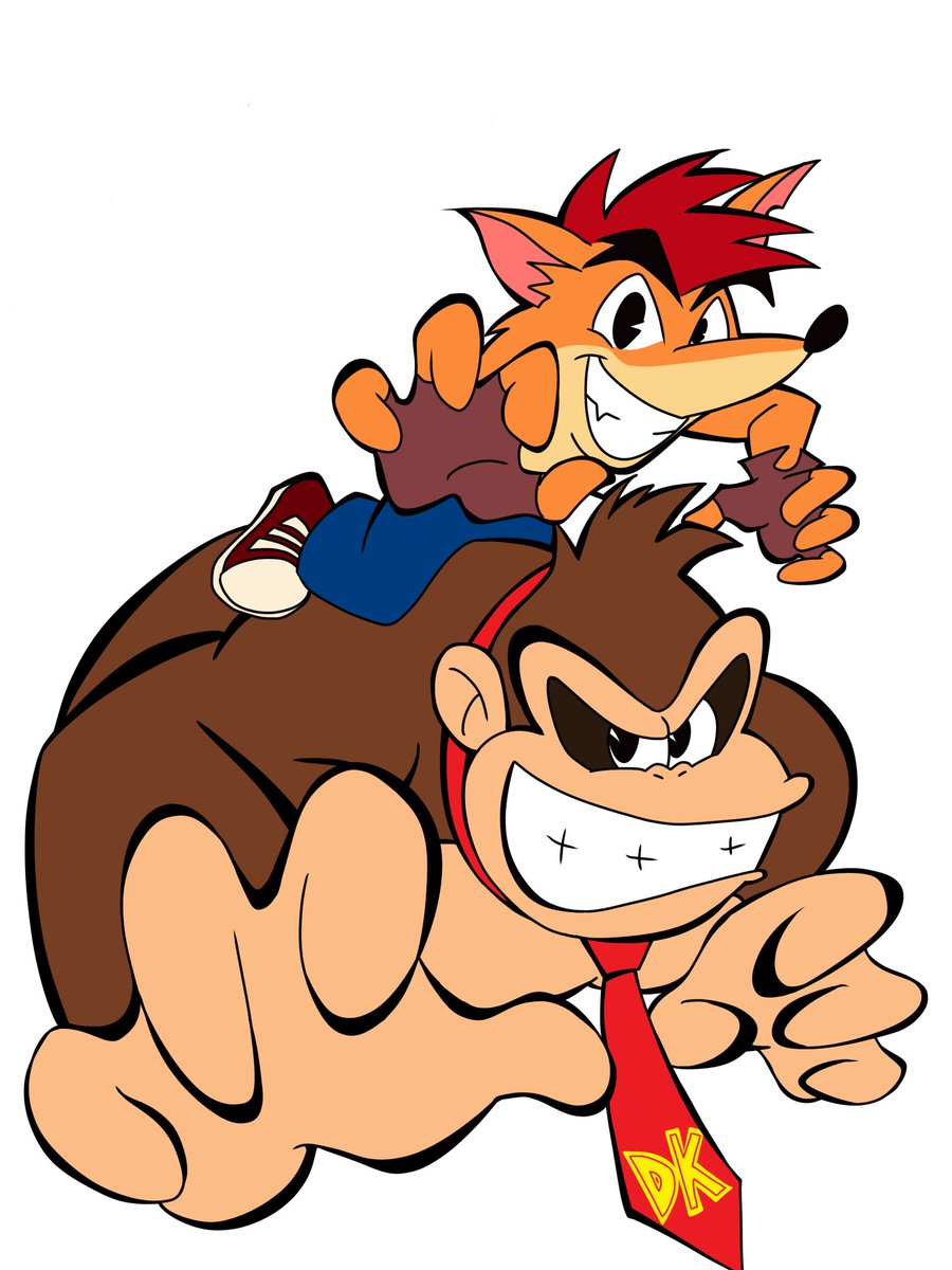 CellS0L0's tweet photo. Donkey Kong and Crash Bandicoot in the Crash of the Titans cover poses

#CrashBandicoot #DonkeyKong #DonkeyKongBananza https://t.co/vRmi4OAdw9
