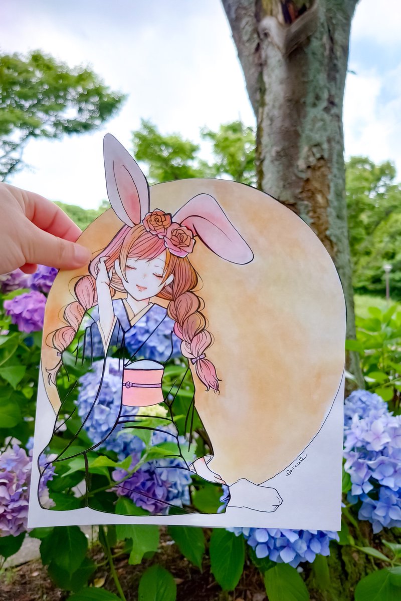 Erica__kirie's tweet photo. 紫陽花×着物×兎 https://t.co/IVZnXWfyxJ