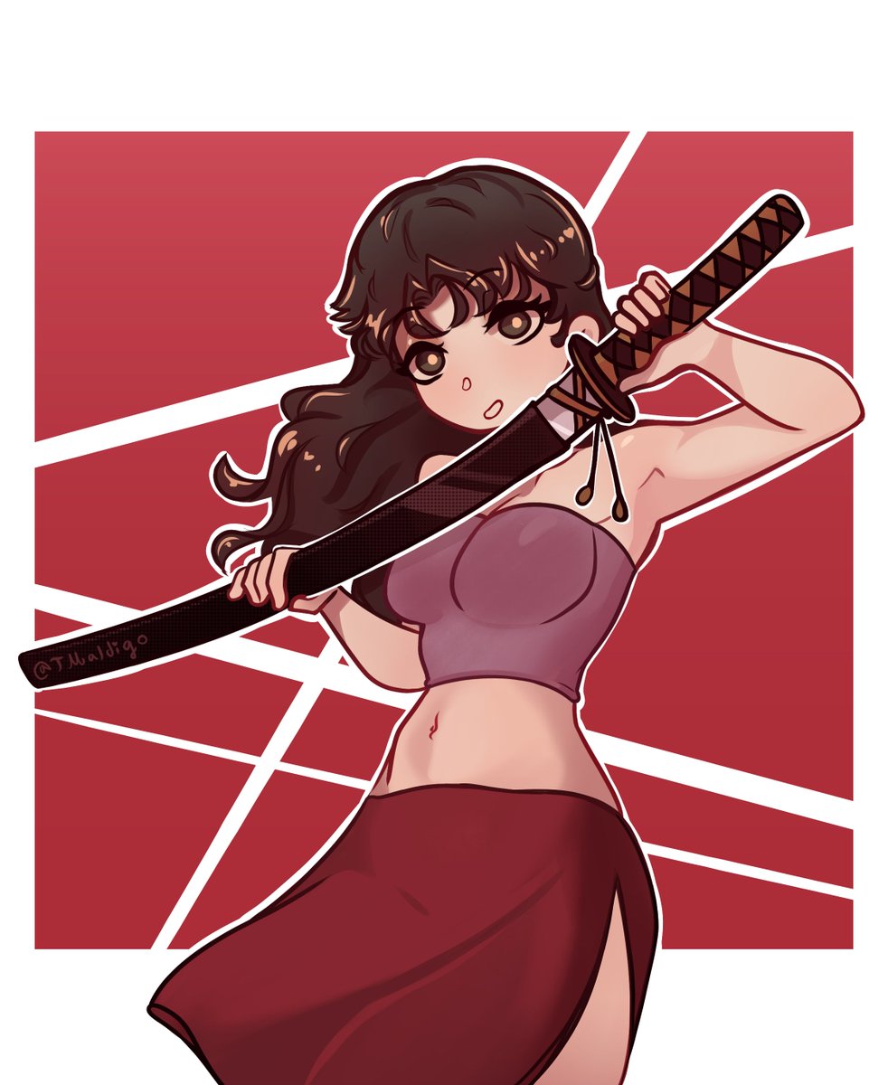 TMaldigo's tweet photo. Could acquiring a katana make Yukari an even better teacher? Is it a work expense?
#Azumangadaioh #fanart https://t.co/hcwhuu2c36
