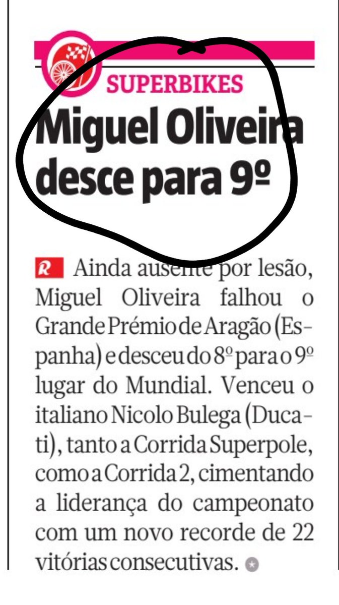 LeBaf_'s tweet photo. Bonito título…sim senhor! O rapaz tá aleijado devido a uma queda, numa das competições mais perigosas do mundo, num dos campeonatos mais competitivos do desporto motorizado…mas aqui I editor deve ser um ganda craque sob uma mota…e um ganda patriota! ESTUPIDEZ DE JORNALISMO https://t.co/0WfTLKq05i