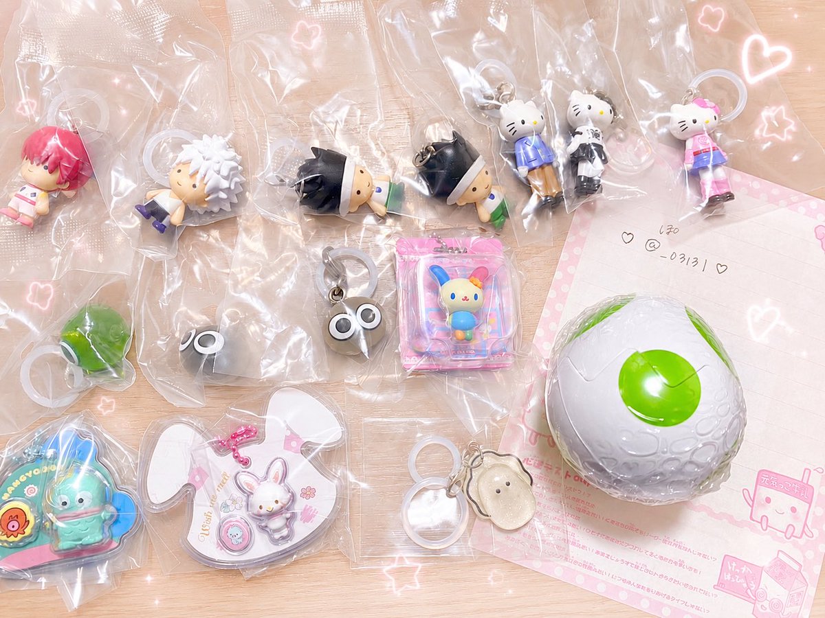 _03131's tweet photo. ꒰ 交換 ꒱めじるしアクセサリー ヨッシー ポムポムプリン ちいかわ サンリオクリスタル
ハンターハンター 平成ファンシー 脚長キティ ぷよぷよ

꒰ 譲 ꒱ 画像1枚目
꒰ 求 ꒱ 画像2.3枚目
・レート考慮お願いします🙂‍↕️
・都内手渡し/郵送
・ヨッシー💚は差額清算優先 https://t.co/39WPC9cBmn