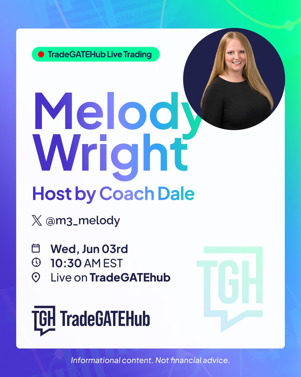 TradeGateHub's tweet photo. Join @m3_melody  on TradeGATEHub Live Trading.

Hosted by @forexstophunter , this live session will air on Wednesday, June 3rd at 10:30 AM EST.

Join us for a discussion on markets, macroeconomics, and the current financial landscape.

Watch live:
https://t.co/7BkSvHvXIF 

Informational content only. Not financial advice.

#TradeGATEHub #MelodyWright #FinancialMarkets #MacroEconomics #MarketAnalysis #TradingEducation #LiveEvent