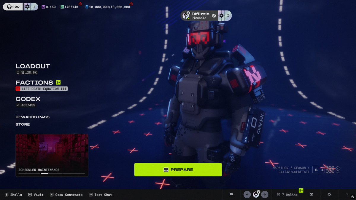 TooDiffizzle's tweet photo. Marathon Season 1 is coming to a close. 

I ended with 741 hours, level 490, and with tons of personal goals accomplished. I couldn't have imagined how much I would end up enjoying Marathon.

Very thankful for Season 1 and I am ready to go hard once again in Season 2. 🫡 https://t.co/dgQbrVwIVM