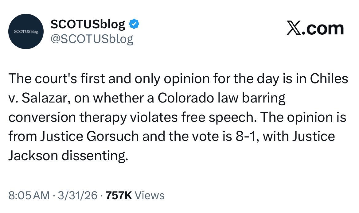 placeofcommon's tweet photo. Colorado responds to the SCOTUS ruling overturning their ban on conversion therapy by passing another bill banning conversion therapy. https://t.co/KWfEu5Avu5