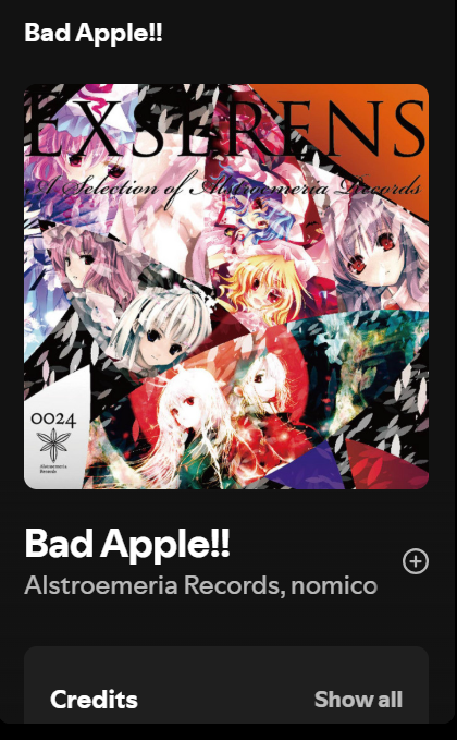 MrSadges's tweet photo. It really is concerning bad-apple is one of the only songs I can lock-into my studies with 😭 https://t.co/3gyRciS0dJ