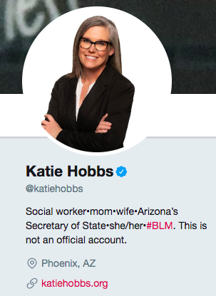 AZBrianAnderson's tweet photo. Happy Pride Month to @KatieHobbs, who quietly wiped her "pronouns" from her Twitter bio after announcing her campaign for governor in order to seem more Normal https://t.co/FYGHbFR5K6