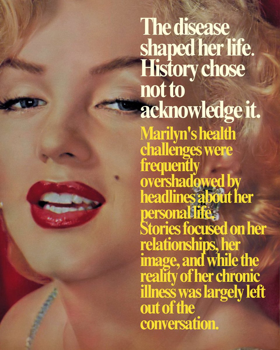 Endofound's tweet photo. Today, on what would have been #MarilynMonroe’s 100th birthday, we’re remembering a part of her story that is often overlooked.

Behind the glamour and iconic image was a woman living with debilitating #endometriosis, a disease that shaped much of her life, career, and dream of becoming a mother.

A century after her birth, Marilyn’s story still resonates because millions continue to face many of the same challenges.

Thank you to Rebecca Kaplan for this thoughtful look at an often-overlooked chapter of Marilyn’s life. 

Read more: https://t.co/ErAAwjLrDc