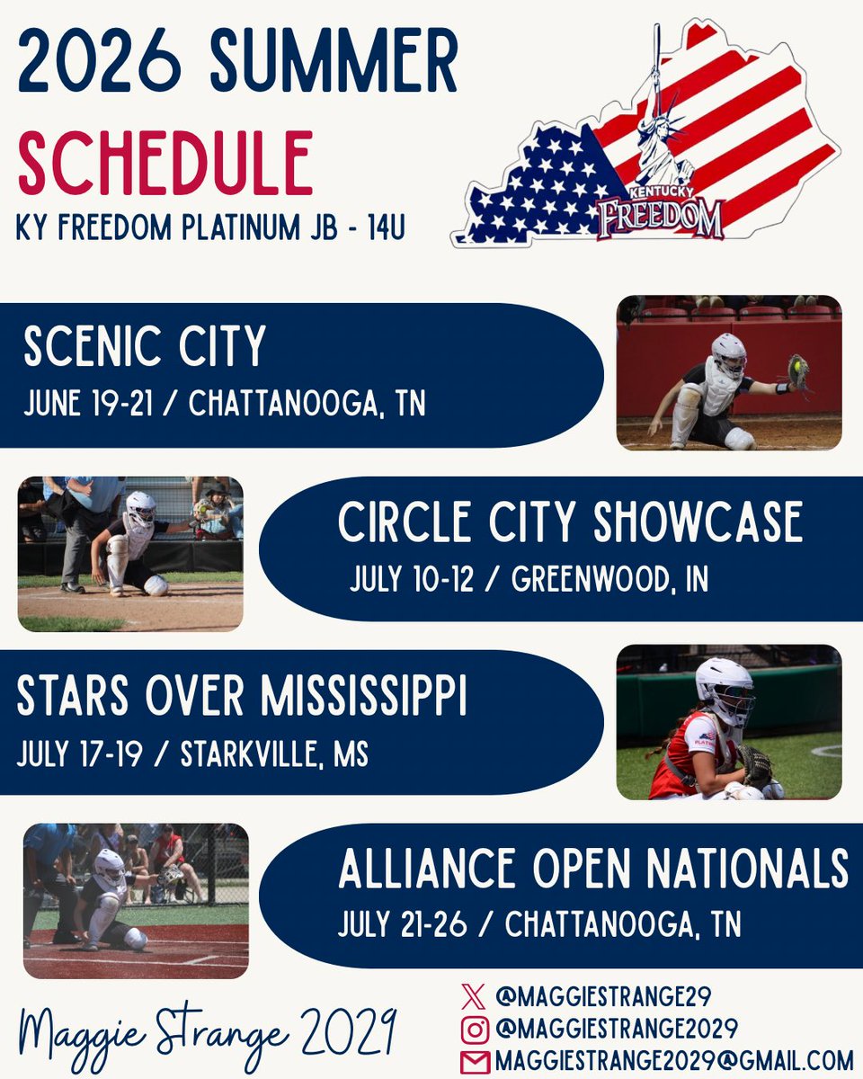 maggiestrange29's tweet photo. ❤️2026 Summer Travel Schedule! 💙

@AmyLTudor @KaylaBixel @whitney_arion @mzerkleee @lilmurph30 @SUSoftball @g3alvar @coachkchapman @Hall_J_4 @emma_hoffner https://t.co/XqsjzugCY3