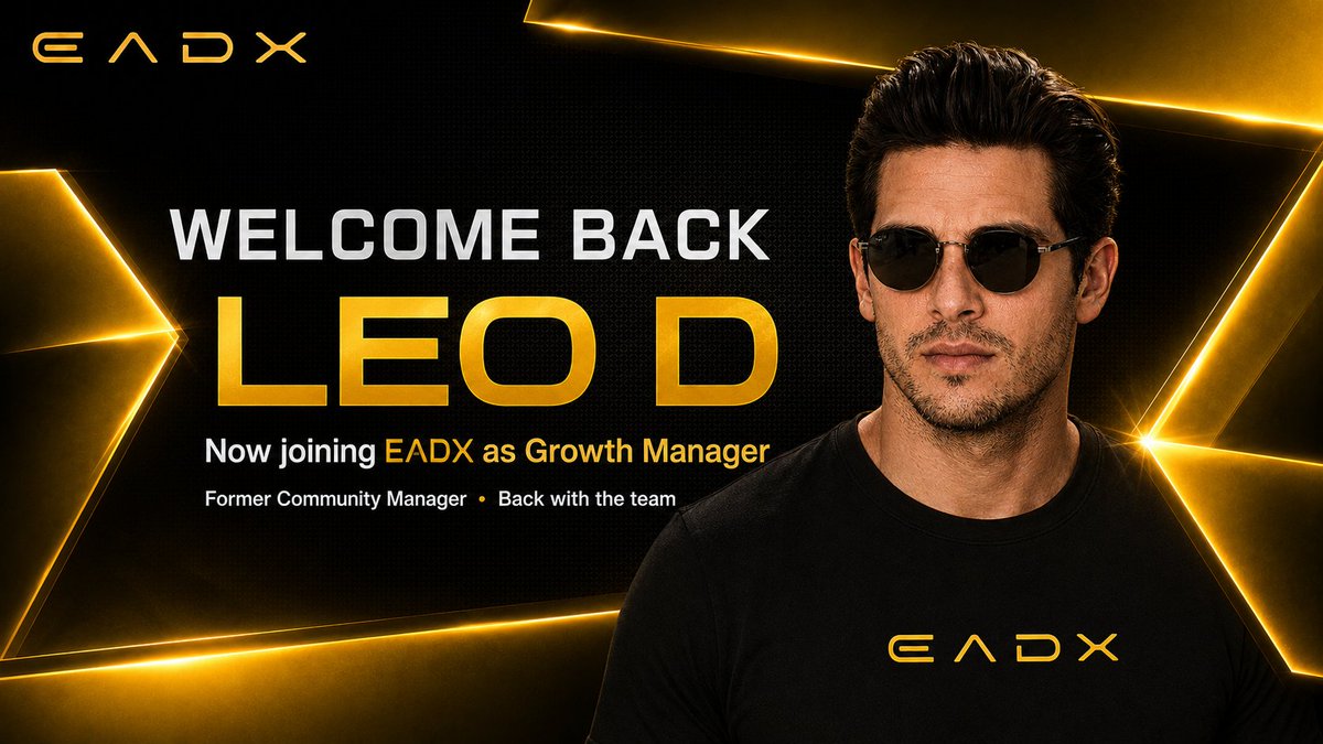 eadxofficial's tweet photo. Welcome back, Leo D.

We are pleased to welcome Leo D back to the EADX team.

After previously contributing as our Community Manager, Leo now returns to take on a new role as Growth Manager, where he will help support the expansion of the EADX ecosystem, strengthen strategic relationships and contribute to new growth opportunities.

We are happy to have him back with us and confident that his experience and commitment will add strong value to this new phase.

Welcome back to the team, Leo.