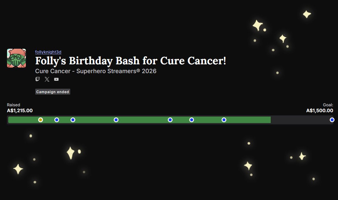 Follyknight's tweet photo. Our final total for the fundraiser is $1,215!!
I really can't believe that our little community raised that much, I'm so unbelievably grateful and proud of you all! It's hard to put into words just how thankful I am to all of you for showing up, whether you donated or lurked! https://t.co/ErY4s6GL7a