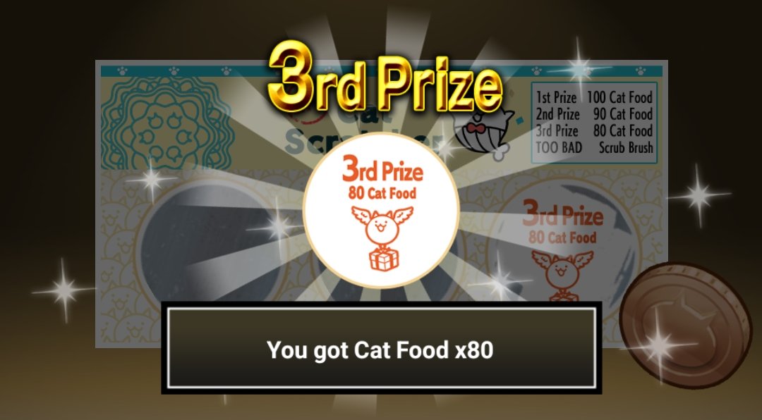 allintangible's tweet photo. I got 80 Cat Food from the Li'l Cat Scratcher! 
Check it out now and get Cat Food! 

#TheBattleCats #LilCatScratcher https://t.co/v38h20fA0V