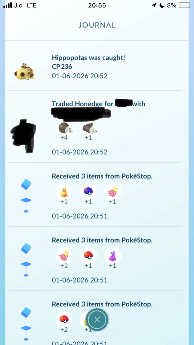 LSD22895's tweet photo. I did a remote trade but the mon is not showing up in my storage, the other person initiated the trade , I can see the journal entry .. but haven’t gotten any trade animation. Cleared game data etc @NianticHelp https://t.co/2XcypNK0bU