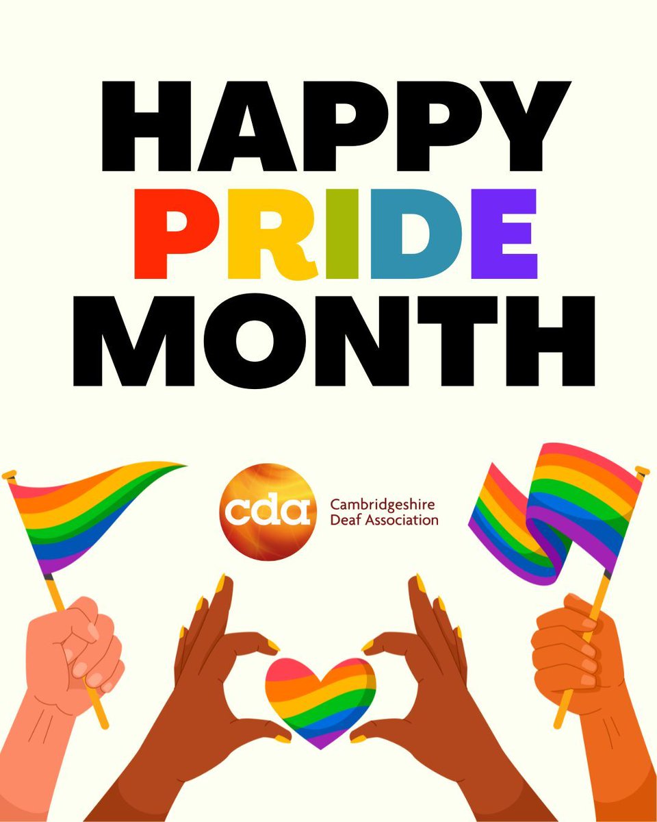 CambsDeaf's tweet photo. 🌈 Happy Pride Month! 🌈

This month, we celebrate love, identity, inclusion and the freedom to be yourself.

At CDA, we are proud to support and stand alongside LGBTQ+ members of our Deaf community and beyond. We believe everyone deserves to feel seen, valued, respected and welcomed for who they are.

Let's continue building communities where diversity is celebrated and everyone belongs.