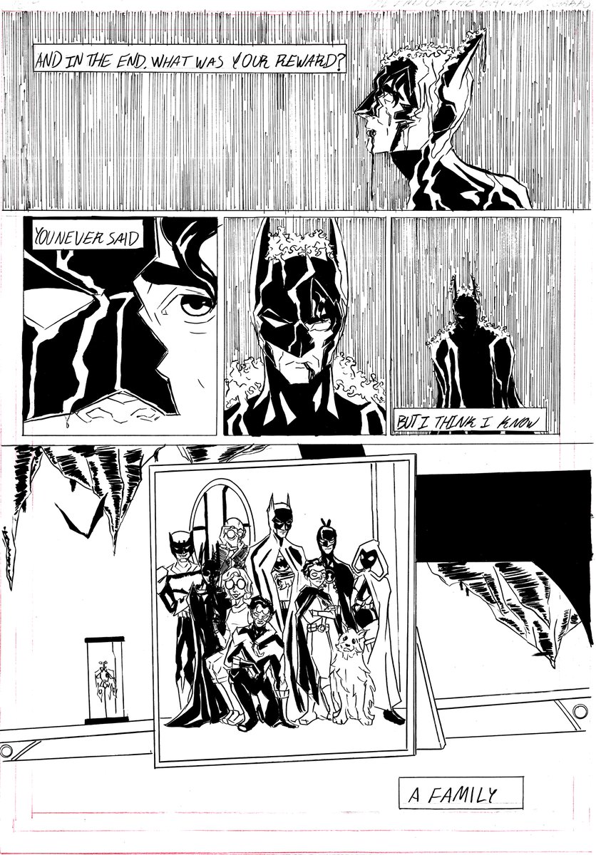 garros_art's tweet photo. The End of the Batman.

Was given the idea y @harleyskooky  bof using the good from Bioshock as a base for an ending for Batman.

Ink on Bristol board.
#comicart #comics #dc #art https://t.co/7GCGuMxlO5