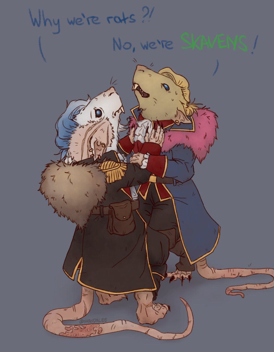 Nyandalee_Cos's tweet photo. *Ludovica and Celestine found strange green rock*

- You're skaven Ludovica!
- Yes, I'm skaven🐀

Fancy Ratz for @yourcommissar 💖

#Roguetrader #WarhammerArt #warhammer40k #40K https://t.co/Xty8uoYYSp