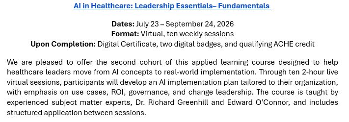 southtxache's tweet photo. STC-ACHE is sharing professional development opportunities from ACHE–SETC focused on healthcare construction and AI in healthcare.

Both courses offer ACHE credit and practical leadership insights. 
Registration links below

https://t.co/yvvwloNUrj 

https://t.co/I4XWXfL7oA https://t.co/roBh8Q0euN