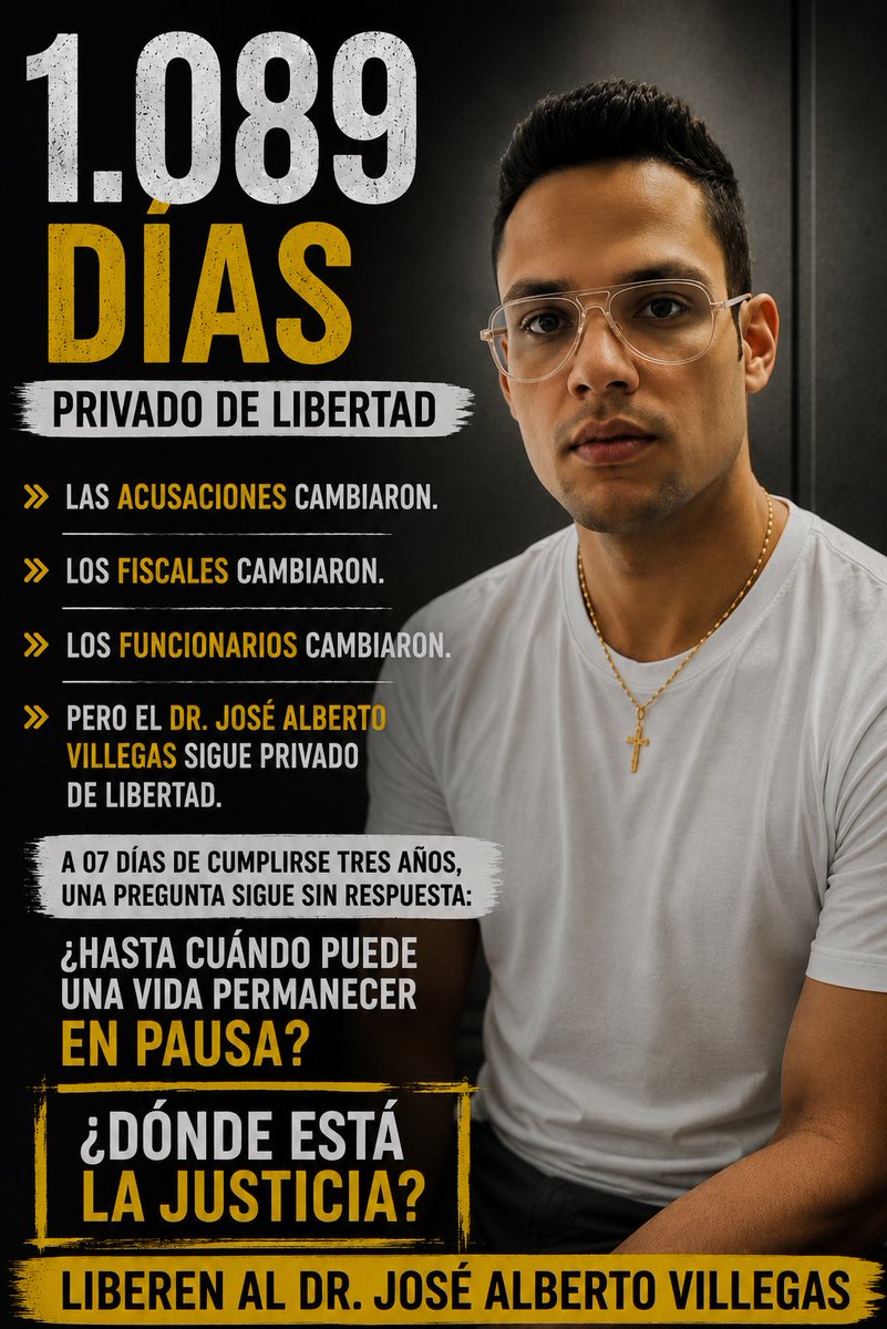 JoseAVJLibertad's tweet photo. Los años han pasado.

Las versiones han cambiado.

Los responsables del proceso han cambiado.

Pero el Dr. José Alberto Villegas sigue esperando justicia...

#LibertadParaDrVillegas
#Derechoshumanos
#libertadparalospresospoliticos

@Migue1Caro
@LuisCarlos
@TAMARA_SUJU https://t.co/PpbpDO6Ke8
