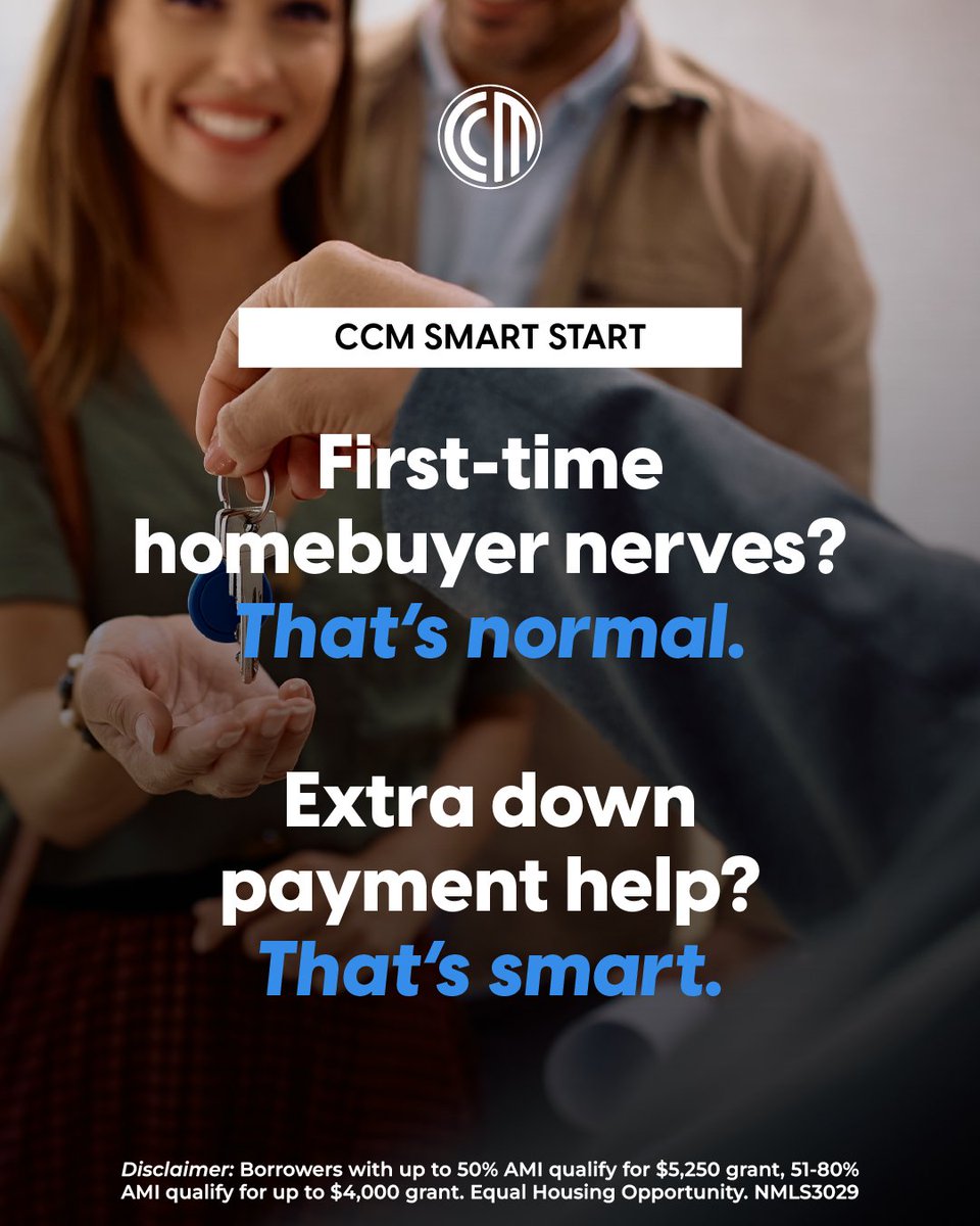 L_vanderwerf's tweet photo. The CCM Smart Start loan program for first-time homebuyers covers up to $5,250 of your down payment so you can buy your first home. That's a great head start on your home purchase. 👉 See if you’re eligible: https://t.co/e3X4iElNqm https://t.co/ZMPJcfPbOr
