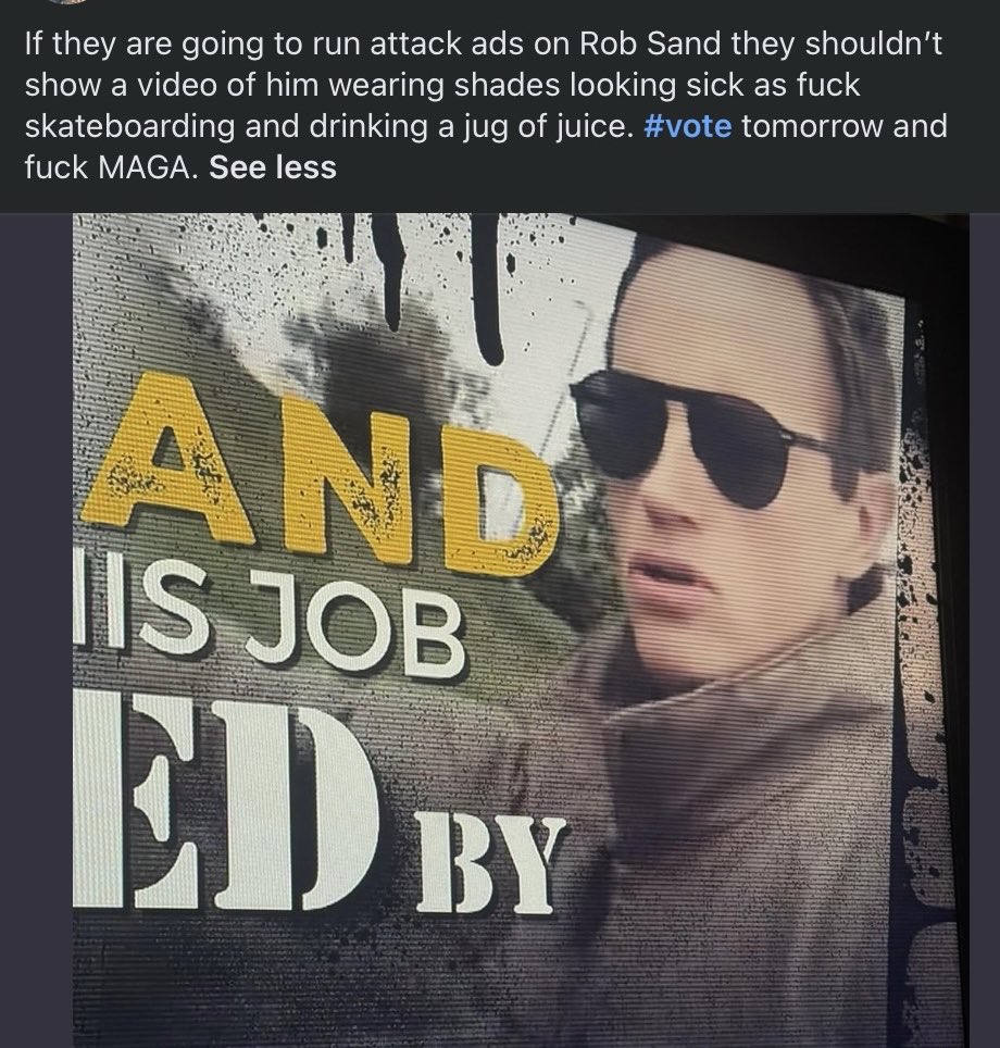 AdamPeters's tweet photo. A friend of mine posted this, but I approve of this message. 😂

@RobSandIA for Governor! https://t.co/5ye4a0SOhY