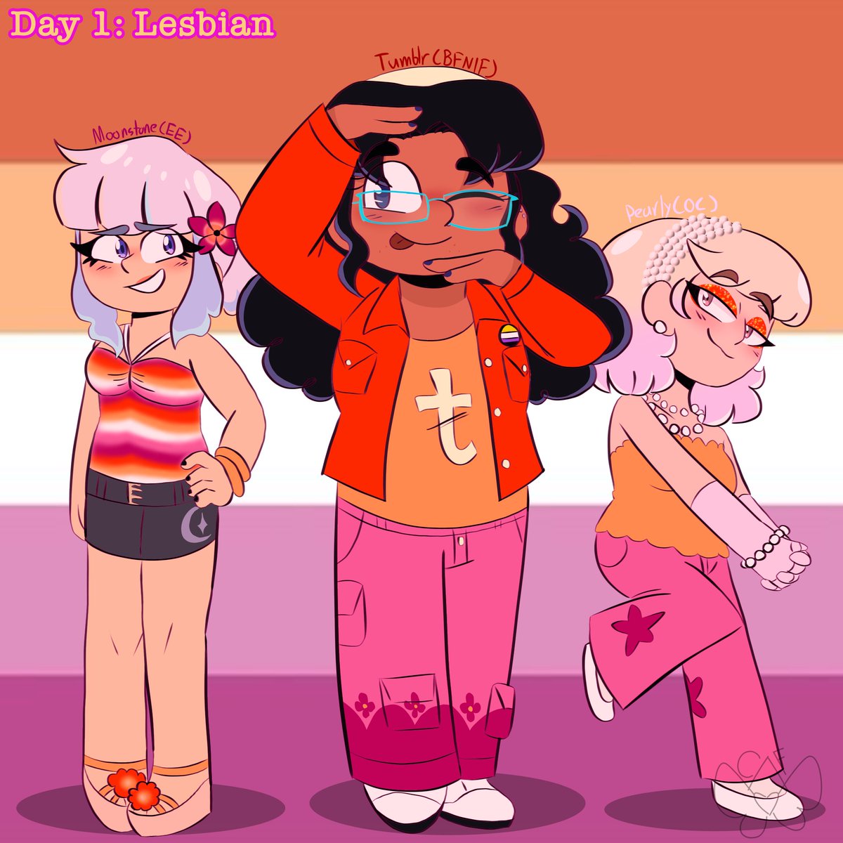 chloefandomarts's tweet photo. Day 1 - Lesbian 🧡💛🤍🩷
I’m gonna love taking part in this hehe 
I’m thinking about 3 characters from different shows to draw 
This might change throughout the month lol 
[#OSCPride2026 #bfnif #THREEEE #eeosc #bfnifosc #objectcringe #battlefornicheinternetfame #osc #osctwt] https://t.co/qwfNLSgu0H