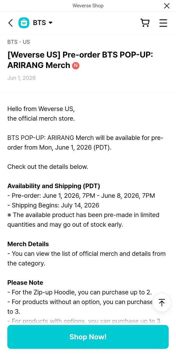 WhippedNoona's tweet photo. Lmaoo
ARMY bullied Hybe into  doing an online sale of the Vegas merch 😂 https://t.co/rw1ITTIQze