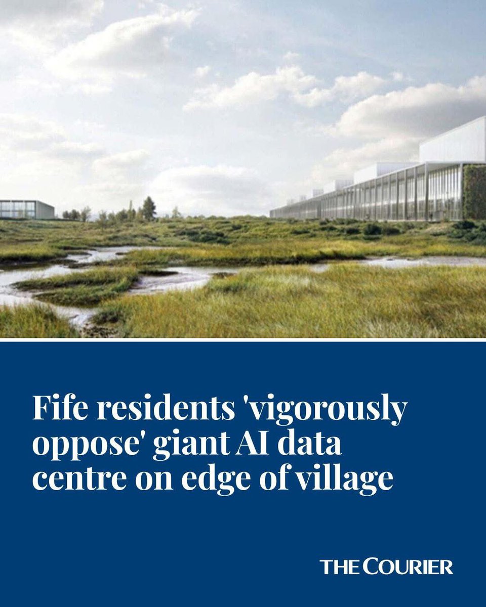 JamesMelville's tweet photo. It has been calculated that the proposed 600MW 'hyperscale' AI data centre in Fife would use the energy of more than 50% of Scotland's households. No one voted for this monstrosity. https://t.co/nC3Sw086mZ