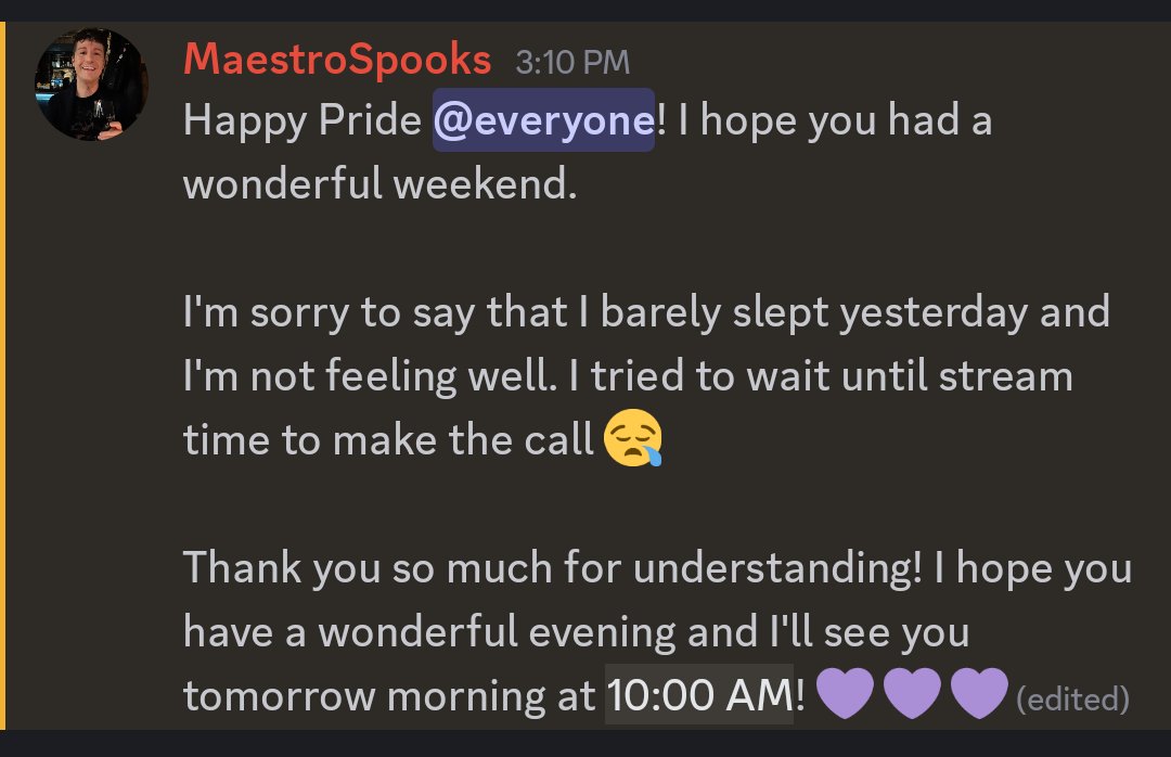 MaestroSpooks's tweet photo. Stream cancelled tonight! 😪

But I'll see you tomorrow morning at 10AM ET 🙏❤️ 

Thank you for understanding 🫶 https://t.co/IhexdXG5vy