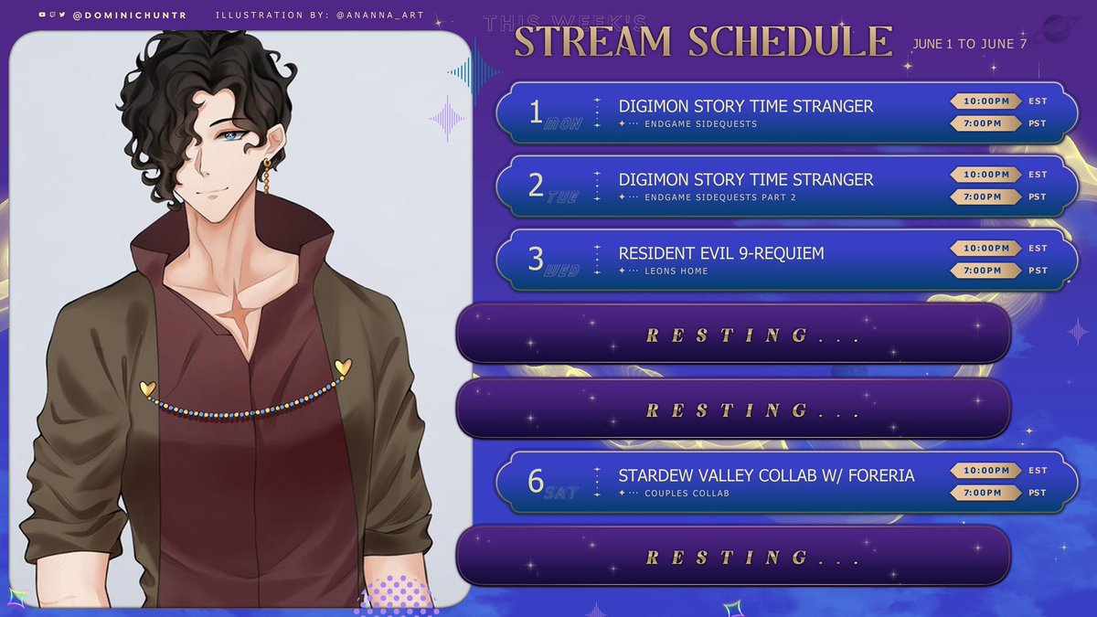 DominicHuntr's tweet photo. STREAM SCHEDULE https://t.co/yWlEry2EVN