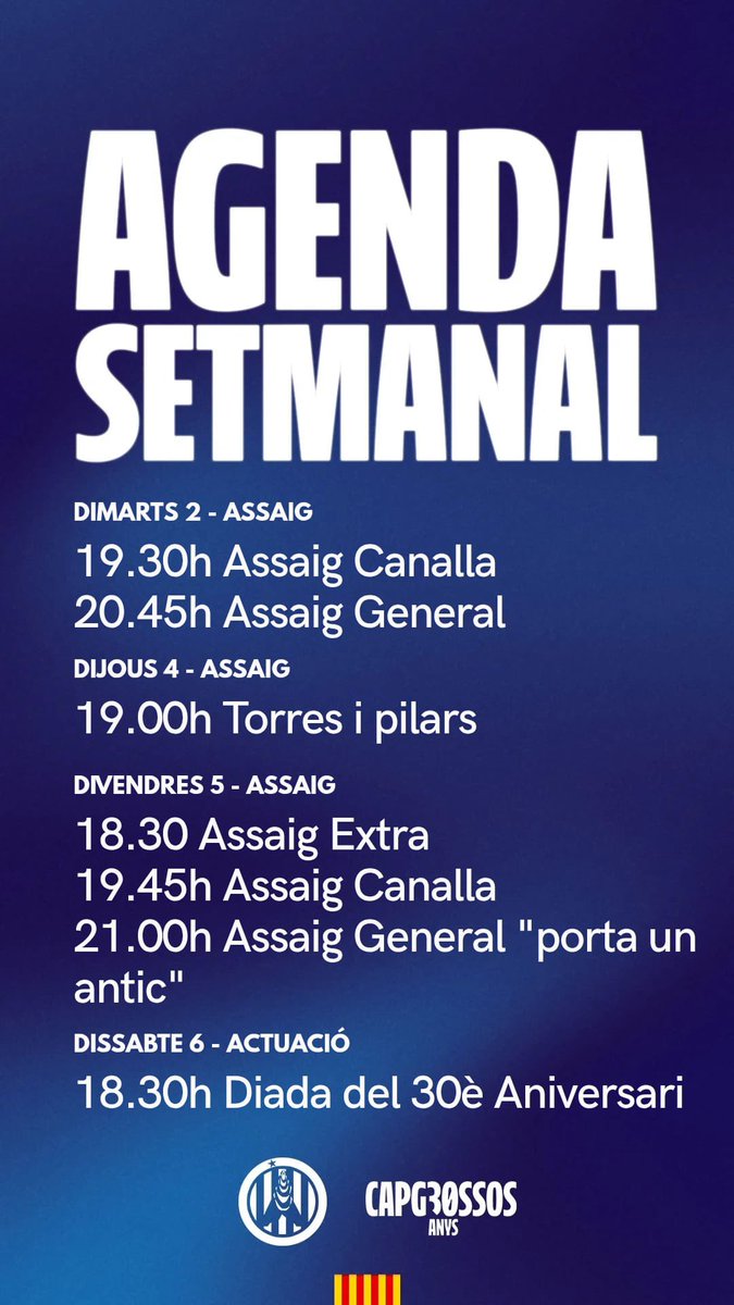 capgrossos's tweet photo. SETMANA D'ANIVERSARI!🥹💙

El 30è aniversari és al caure i volem reunir a tots els capgrossos🫂

MATARÓ! Us esperem amb els braços plegats!

#castells #capgrossos #mataró https://t.co/MArrEJpVas