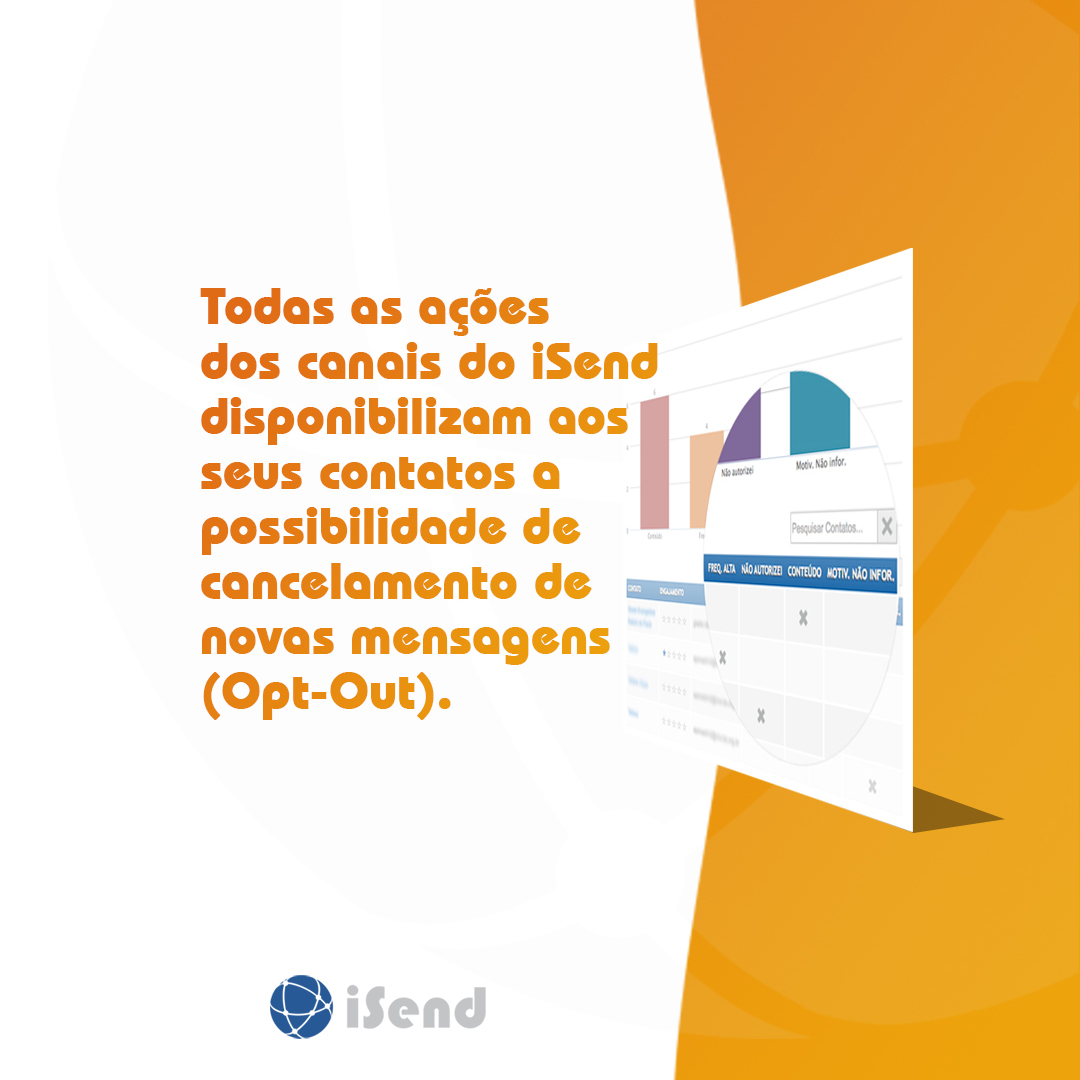 isend_co's tweet photo. 🔵Todas as ações dos canais do iSend disponibilizam aos seus contatos a possibilidade de cancelamento de novas mensagens (Opt-Out). Seus contatos tem uma forma segura de restringir seu conteúdo e você saberá quem e o motivo deste cancelamento.

https://t.co/yChdacIyhD

#isend_co https://t.co/XRvlXRUnWl