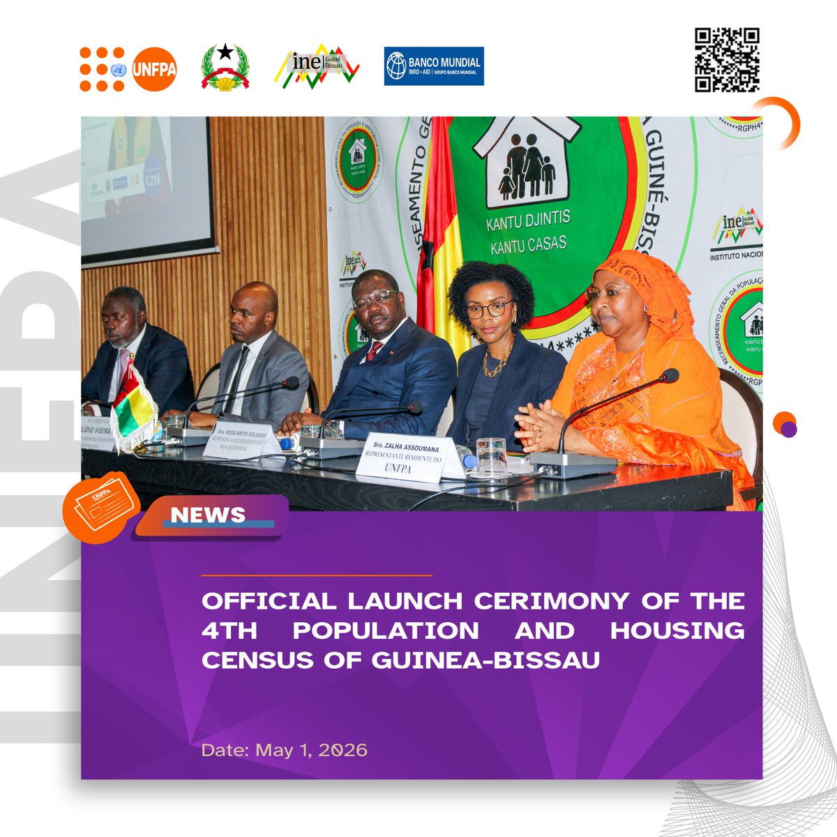 UNFPAGNB's tweet photo. Today, Guinea-Bissau officially launched its 4th National #Census  (RGPH-4).

From June 1–21, enumerators will span the country to collect vital data for the nation’s future.

As a key partner, @UNFPAGNB  is proud to drive this milestone.
Count everyone to leave no one behind! https://t.co/AHWXM2Wuzl