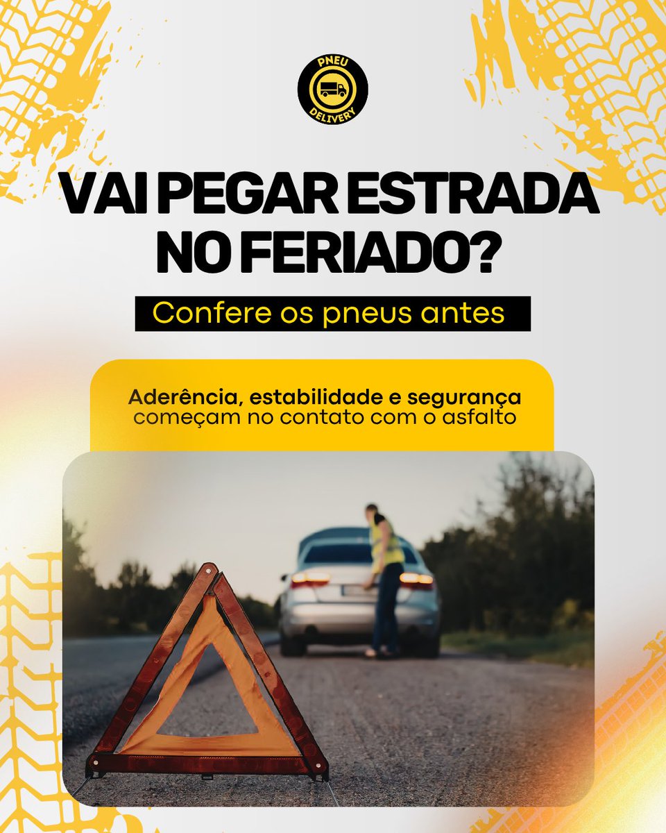 PneuDelivery's tweet photo. Feriado chegando… e deixa eu te perguntar: o carro tá pronto pra estrada? 🚗

Muita gente lembra do destino, mas esquece do básico: pneus em dia fazem diferença na aderência, na estabilidade e na segurança da viagem.

👉 WhatsApp: https://t.co/vGYFpLQ0sv https://t.co/rkZdhBQIvp