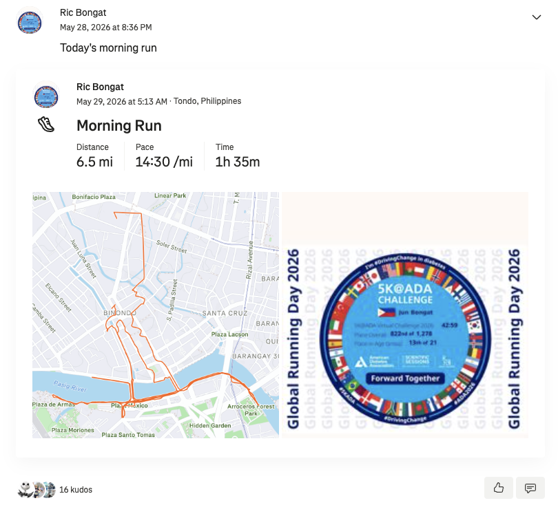 5K_ADA's tweet photo. Looking for even more motivation during your 5K@ADA journey?  

With over 9,600+ members already sharing runs #5KADA Strava Club is the perfect place to celebrate progress🧡

👉 Join us on Strava 🔗 in bio

#5KADA #ADA2026 #DrivingChange #DiabetesAwareness https://t.co/XP14rWUlbe