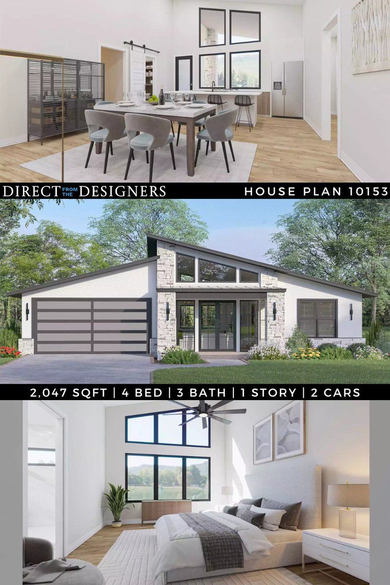 DesignersDirect's tweet photo. Those dramatic windows are doing all the heavy lifting. 😍 Natural light pours into every corner of this modern 4-bedroom home.

See the full plan here:
https://t.co/nrDYUi4CJU https://t.co/DZF5Dq0wal