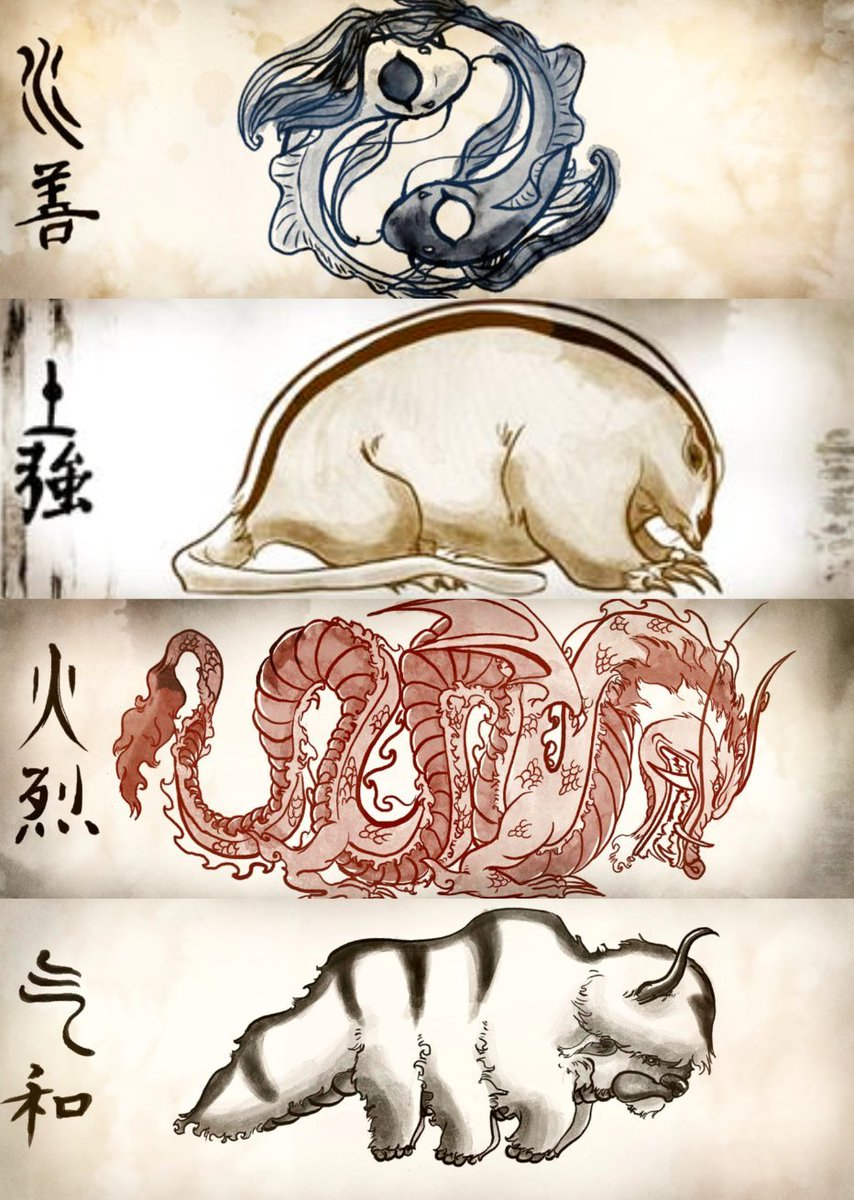 FRIERENanime_'s tweet photo. The Original Benders of the 4 bending elements https://t.co/fWcaVz0dkT