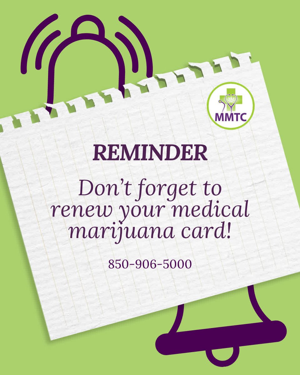 mmtcfl's tweet photo. Did you know you can renew your Florida medical marijuana card up to 45 days before it expires?

Many patients wait until the last minute without realizing they can get ahead of it early.

Scheduling your renewal in advance helps make sure there are n... https://t.co/82W7h2ruPL https://t.co/8NA8xAN1Fy