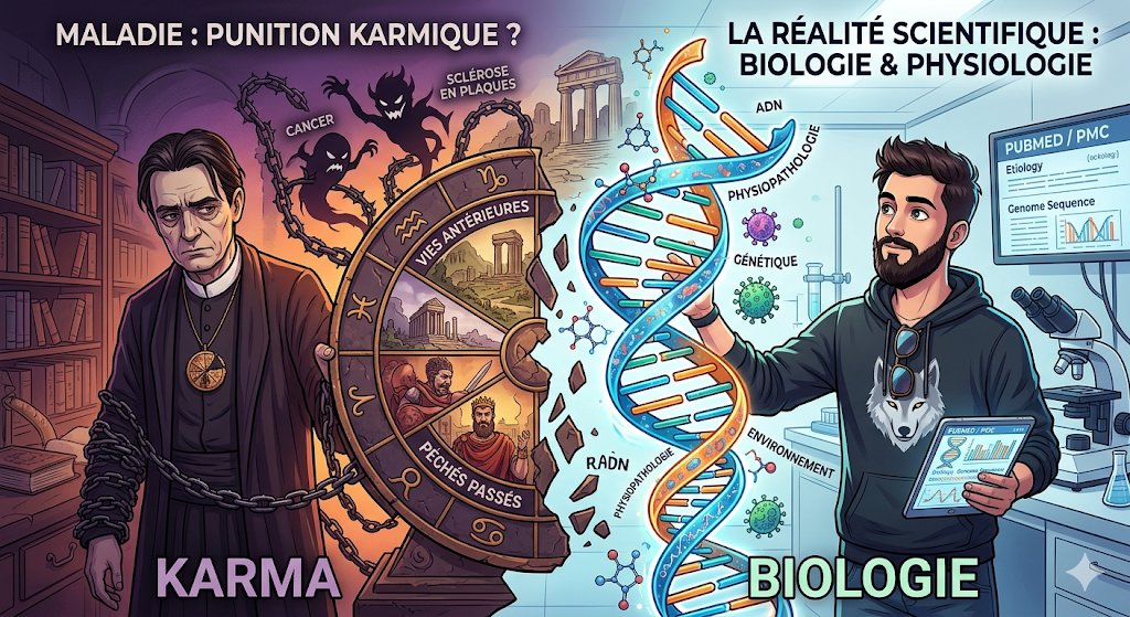 Apres_Reflexion's tweet photo. Salut les amis, c'est Jarod. Aujourd'hui, on plonge dans les abîmes de la médecine magique. Vous pensiez que tomber malade s'expliquait par la génétique ou les microbes ? Faux ! Selon l'anthroposophie, si vous êtes malade, c'est que vous payez vos dettes karmiques. 🐺🕶️

🔮 Dans "Les Manifestations du Karma" (Steiner, 1910), le postulat est glaçant : les maladies, les épidémies et même les accidents sont la conséquence directe d'actes commis dans des vies antérieures. Un cancer ? C'est sûrement parce que vous étiez un tyran en Lémurie.
📉 Niveau de preuve 0 : pensée magique, biais de confirmation, clairvoyance non réfutable. Accuser un patient d'être cosmiquement responsable de sa sclérose en plaques à cause de "péchés" passés n'est pas seulement indémontrable, c'est de la culpabilisation sectaire.

🔬 Face à ce charlatanisme, la réalité biologique est implacable. La physiopathologie moderne repose sur l'interaction complexe entre notre génome, notre épigénome et notre environnement (pathogènes, toxiques). Vos vies antérieures n'ont jamais altéré votre ADN. ❌

📈 Niveau de preuve max : revues majeures / consensus scientifique établi. La biologie moléculaire prouve formellement l'étiologie génétique et environnementale des pathologies humaines complexes. 📚 Sources : https://t.co/puXcD3nSeo et https://t.co/DVbEuX71WA

Quand on sait que la médecine anthroposophique, avec ses remèdes ésotériques et sa vision karmique punitive du soin, influence encore certaines cliniques en Europe, une question s'impose. Doit-on continuer à tolérer que la santé publique soit parasitée par Steiner ?