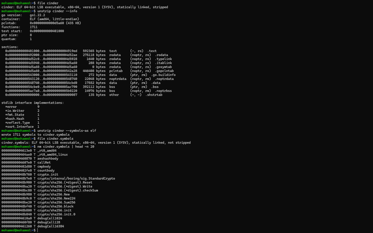 DemoniaSlash's tweet photo. I just published unstrip, A little bit more advanced tool written in rust to recover symbols, types, interfaces, and method signatures from go binaries and also allows you to re-write the entire executable to include those symbols

https://t.co/Oe3govskkQ https://t.co/OxuHtGEKF6