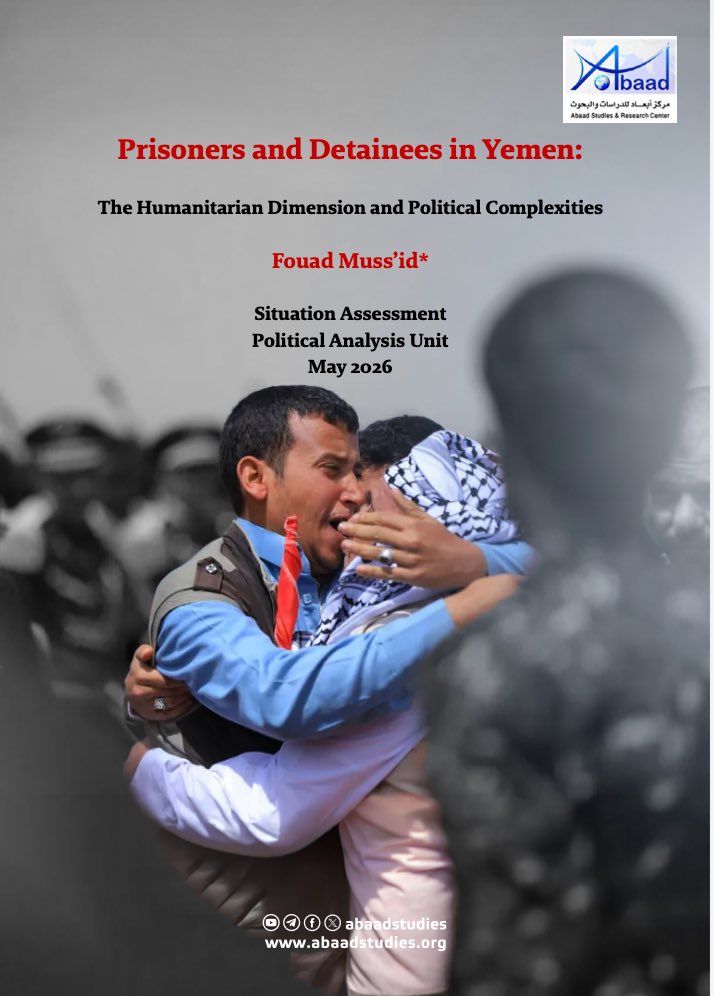 abaadstudies's tweet photo. Prisoners and Detainees in Yemen: The Humanitarian Dimension and Political Complexities

The issue of prisoners and detainees remains one of the most complex humanitarian question of Yemen’s conflict, which has continued since 2015. This paper therefore examines the trajectory of negotiations between the internationally recognized government and the Houthi group, tracing key milestones that have produced both notable advances and recurring setbacks. It reviews major developments, including the Stockholm Agreement of 2018 and the prisoner exchange rounds held in Switzerland in 2020 and 2023, while also assessing the obstacles that hindered progress during negotiations hosted in Oman and Jordan. This paper gives a particular attention to the “Muscat Framework Agreement” of December 2025 and the role it played in facilitating the largest prisoner exchange deal concluded in May 2026 through bilateral regional channels.

The paper explores the factors that continue to impede the full implementation of the “all-for-all” principle and the resolution of the prisoner issue. It argues that the absence of mutual trust between the parties, coupled with the persistent use of detainees as political bargaining instruments, remains a central obstacle to progress. As a result, the issue has become increasingly intertwined with broader political and military dynamics, limiting efforts to preserve its humanitarian character and insulating it from developments on the military front.

The study also highlights the limitations of the UN and broader international role, which has retreated toward “technical and logistical facilitation” while lacking effective mechanisms of pressure capable of compelling the parties toward ending the prisoners suffering. In contrast, bilateral regional mediation—particularly the role of the Sultanate of Oman in coordination with influential regional actors—has demonstrated greater effectiveness in advancing negotiations.

Experience has shown that significant breakthroughs in this issue moves in direct correlation with the maturity of major regional understandings, rather than as a result of traditional international pressure.

 https://t.co/QQUJpON2AP