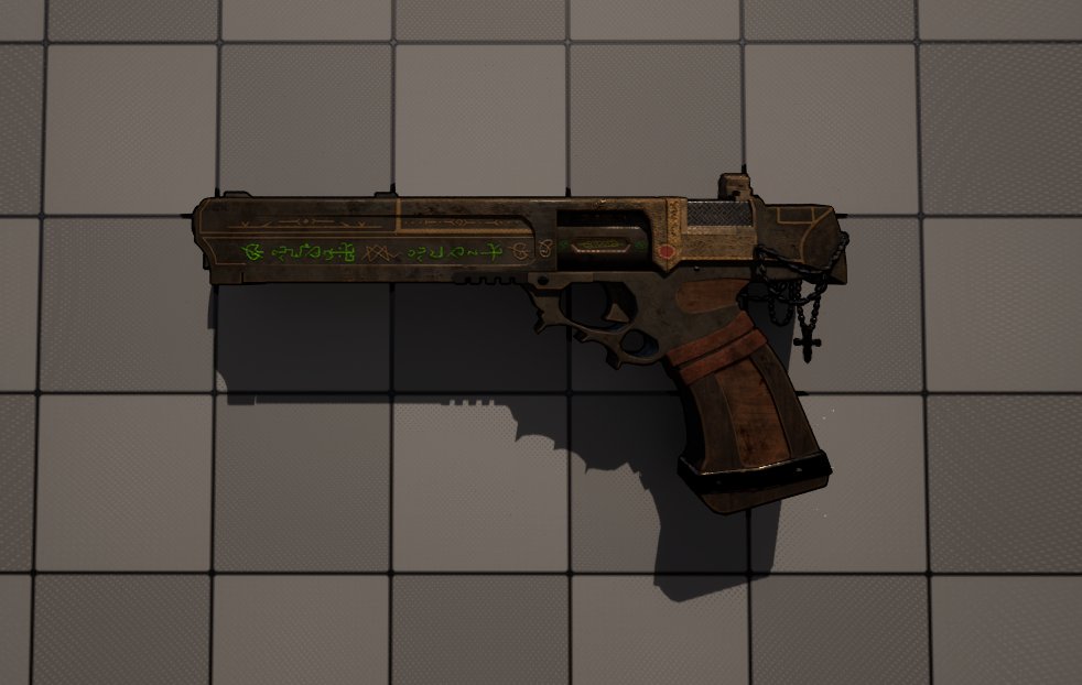 EyeDoorStudio's tweet photo. It took me awhile to get the gun done, but got there in the end. Time to get make some hands #indiedev #indiegame #gamedev https://t.co/ywWxz38k8A