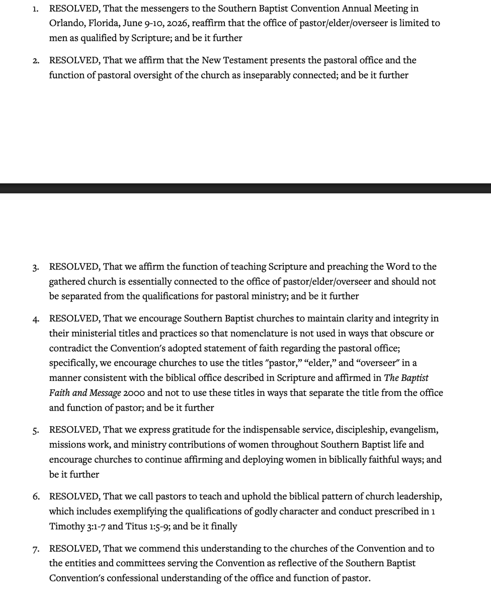 MichaelCarlino's tweet photo. Glad to see this resolution "On the Office and Function of Pastor/Elder/Overseer": https://t.co/iUGHOMEHim