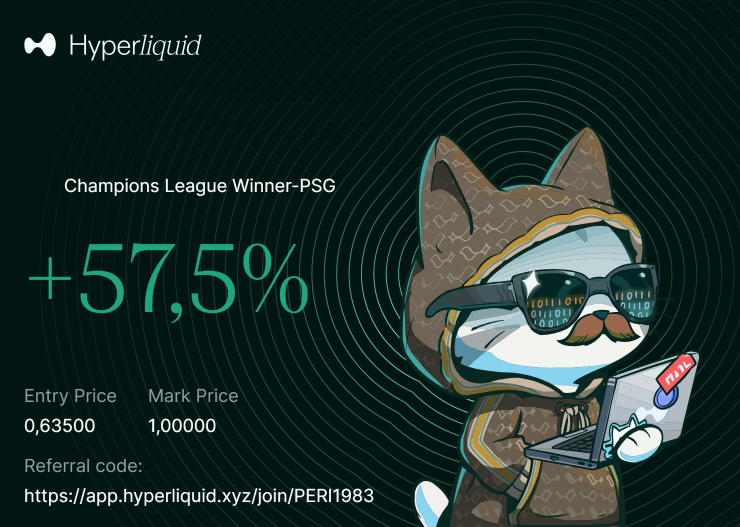 Peri_83's tweet photo. He acertado la primera prediction que elegí a través de @HyperliquidX 
Winner PSG 🤪 https://t.co/nHo6rk04qY