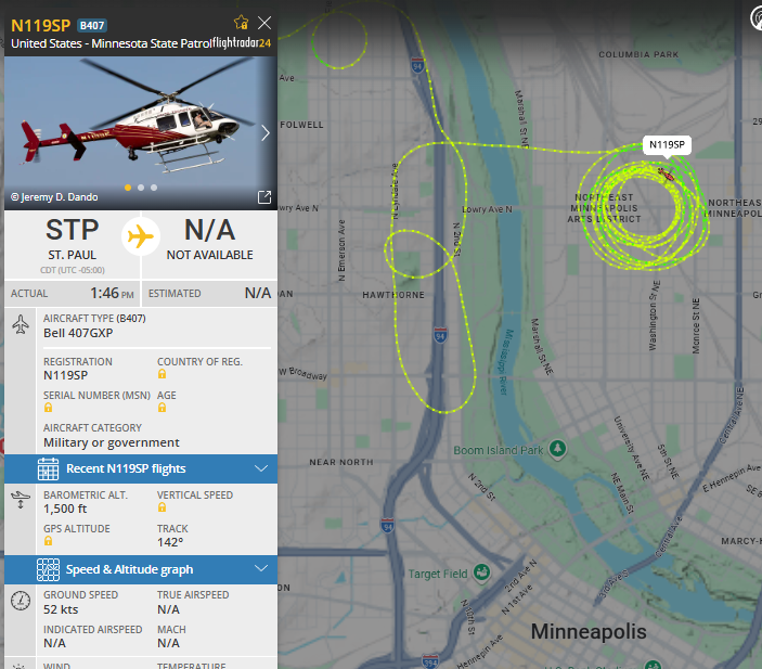 CrimeWatchMpls's tweet photo. Ghetto bird has been active for at least three hours over north and NE Minneapolis. It's anybody's guess what the issue is, due to encryption. https://t.co/R27flkGkfX