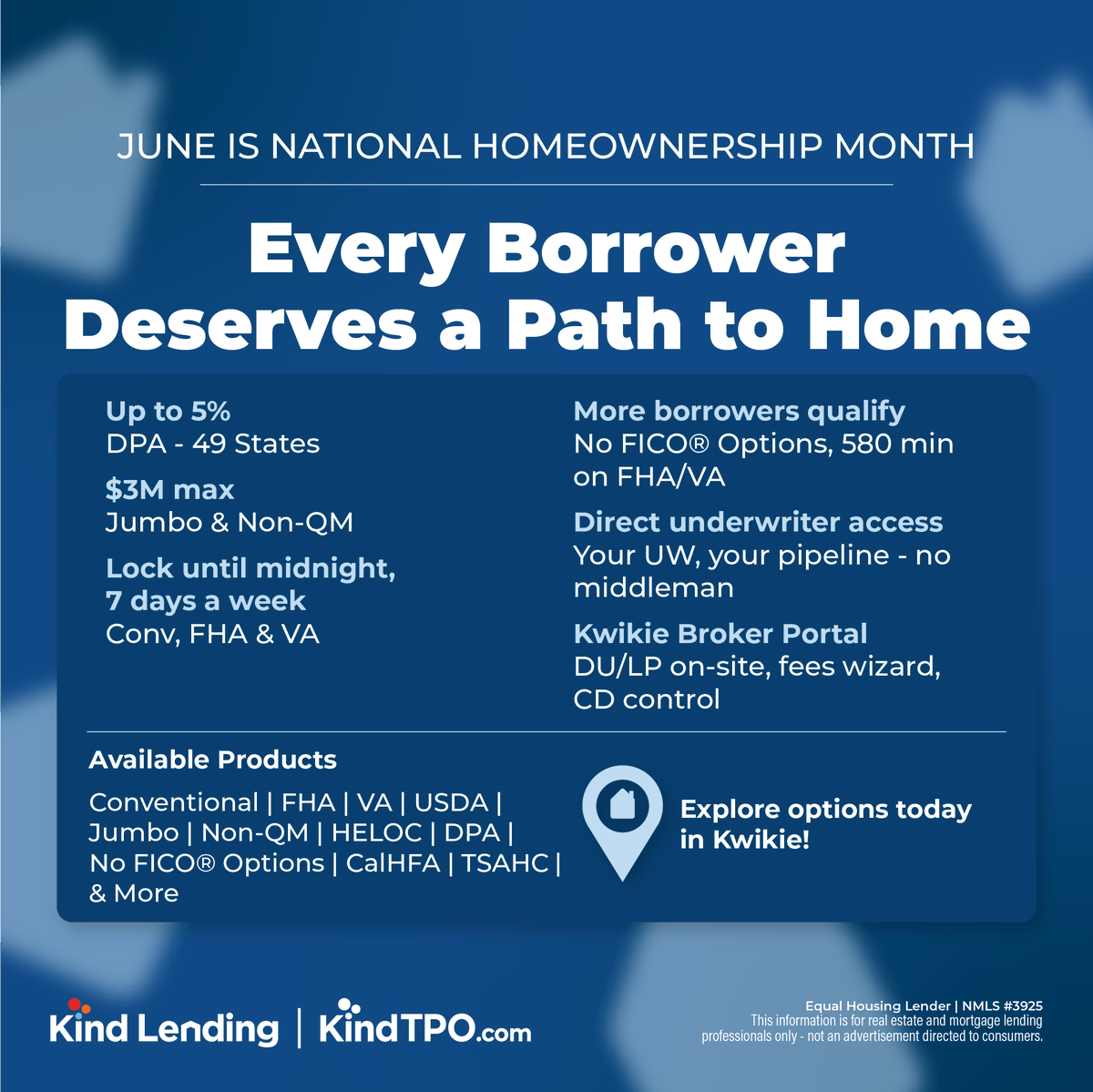 KindTPO's tweet photo. It's National Homeownership Month and we're here to help brokers like you say yes more often with products, tools, and support ranging from DPA options in 49 states to direct underwriter access. Ready to join the #KindMovement? Visit https://t.co/57DqokgCMz.
#mortgagebrokers https://t.co/Bf6xMY4Irm