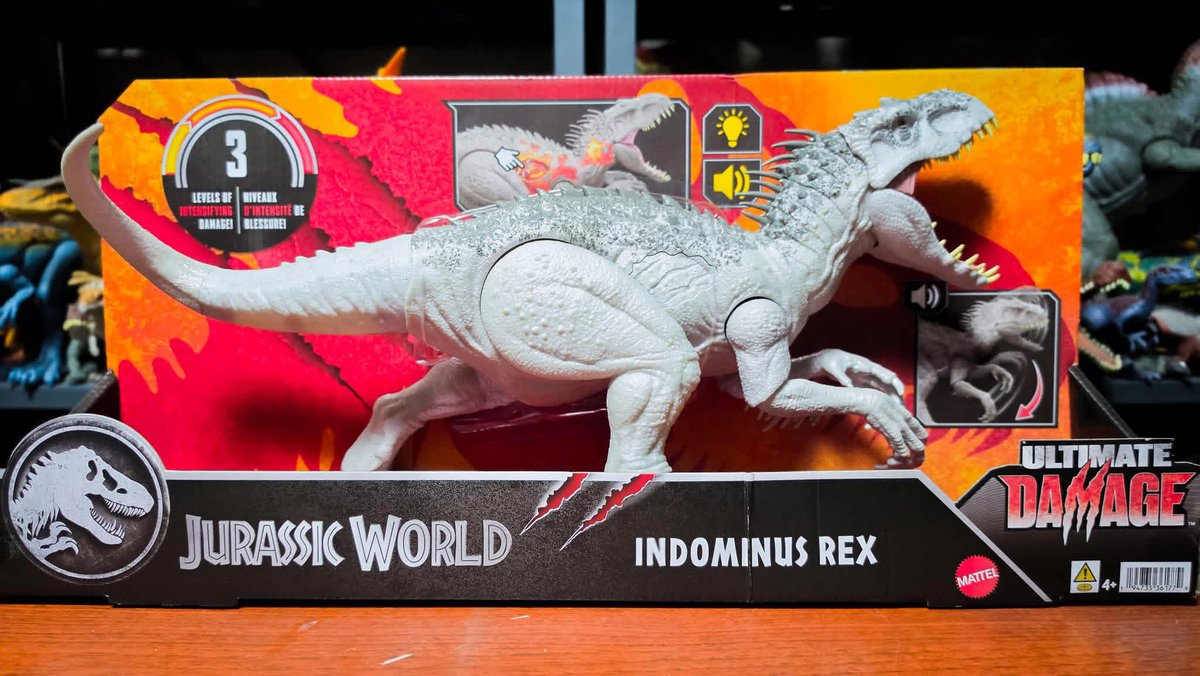 JurassicAddict's tweet photo. Ah so Mattel CAN make a good Indominus. Just chose not to for Hammond Collection. 
Jab aside this new Ultimate Damage Indominus Rex looks really cool, also love they gave it a dynamic pose instead of a neutral one. Reminds me of the old JP 3 toys with their dynamic poses. https://t.co/LzHbi2t0c2