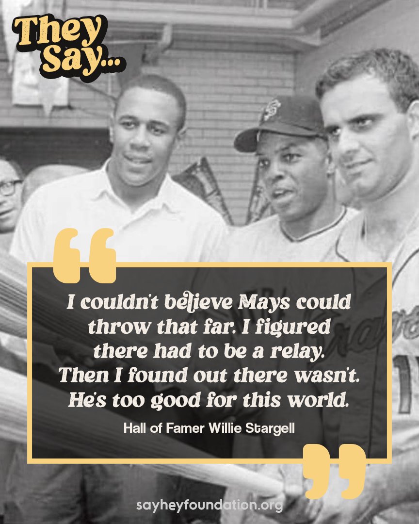 SayHeyFdn's tweet photo. Willie Stargell was one of the most iconic players of the 60s-70s, but he had to learn the hard way not to test Mays’ arm — mutual respect like this between players is crucial in building baseball’s legacy. 

#SayHeyFoundation #WillieMays #WillieStargell  #BaseballLegacy https://t.co/LBtjcoWGyR