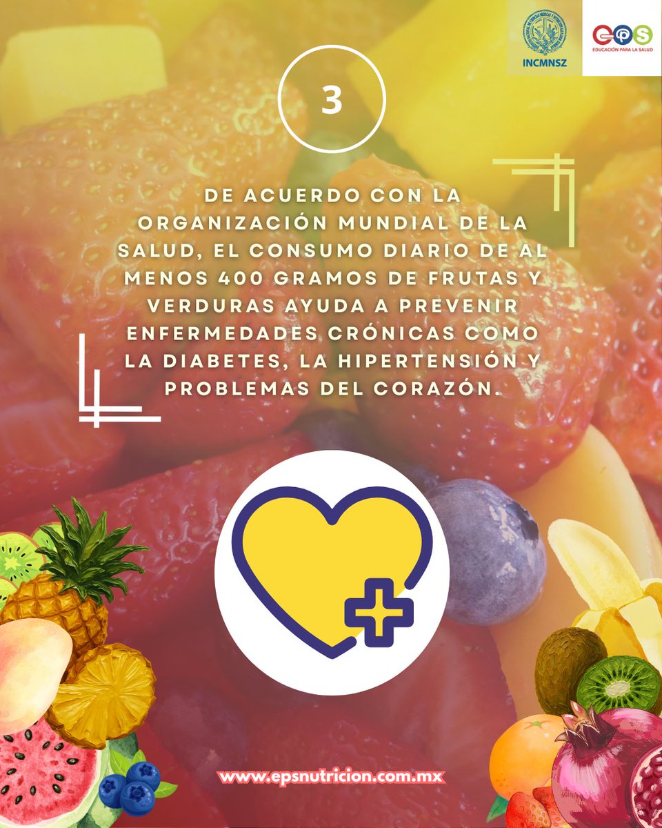 INCMNSZ_EPS's tweet photo. 🍎 Incluir frutas en tu día no solo aporta sabor y color a tus comidas, también ayuda a proteger tu salud. 

#EPS #INCMNSZ #EducacionParaLaSalud #NutricionSaludable #HabitosSaludables #ComerSano #Frutas #VidaSaludable #SaludBienestar https://t.co/XBgWbvjGdO