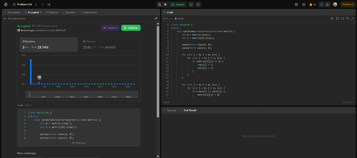 AnshulBuildss's tweet photo. Day 1 of the #SDESheetChallenge ✅📷
@takeUforward_  @striver_79 
Completed today's problems: 
📷1. Set Matrix Zero 
2.Pascal's triangle 
3. Next Permutation

A great start to the 45-day journey! revised concepts, and strengthened my problem-solving skills #SDESheetChallenge ✔️ https://t.co/etIGO22EN0