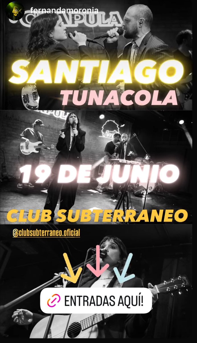 feernanda__12's tweet photo. No me digan que no avise!!! 
TUNACOLA EN SANTIAGO 
19 de junio en club subterráneo https://t.co/lndv41tIp2
