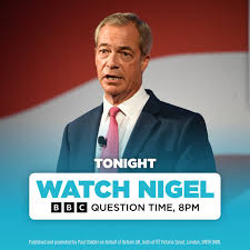 Shambles151's tweet photo. Is it true that the BBC are giving Nigel Farage a special edition of Question Time - to enable him to explain why he did not declare his £5million 'gift'? https://t.co/fIzYHwGeK1